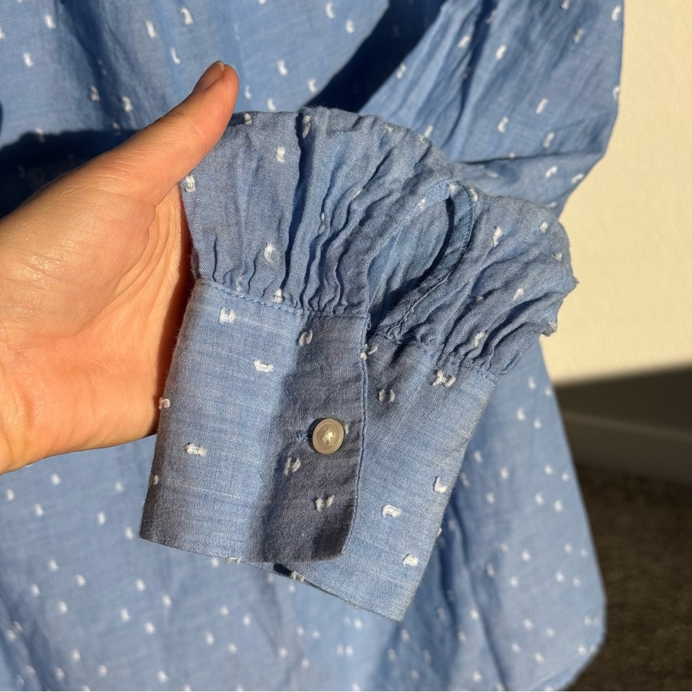 LOFT Blue Swiss Dot 100% Cotton Blouse – Size M - Picture 8 of 15